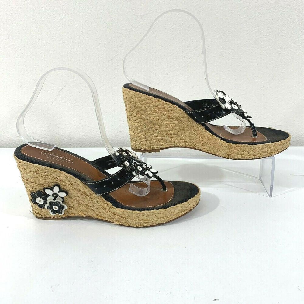 Coach Jesica Wedge Floral Thong Espadrille Sandals